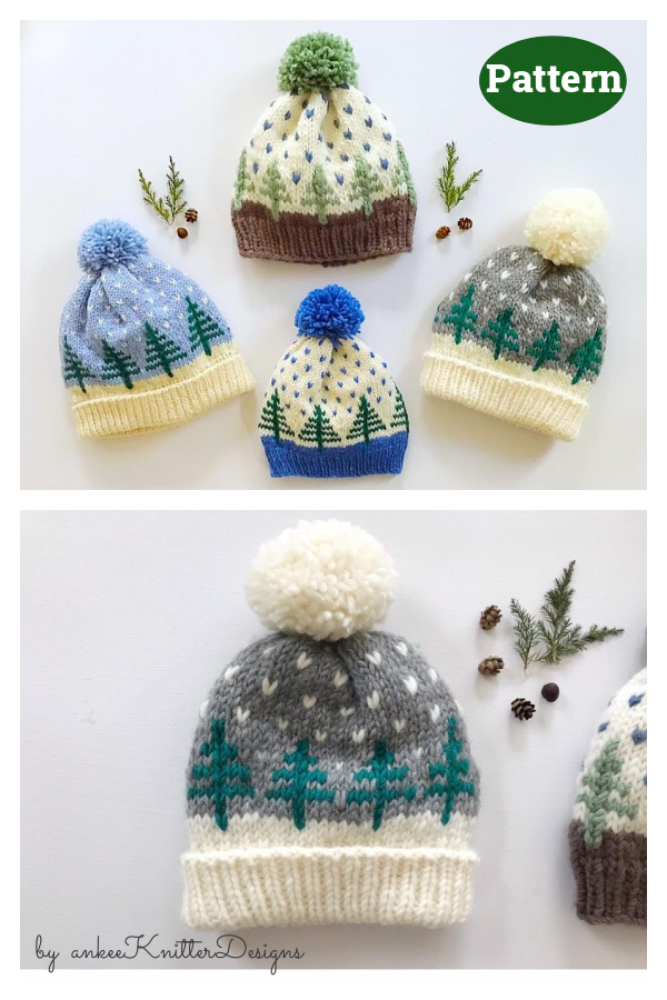 Bundle Pine Tree Hat Knitting Pattern