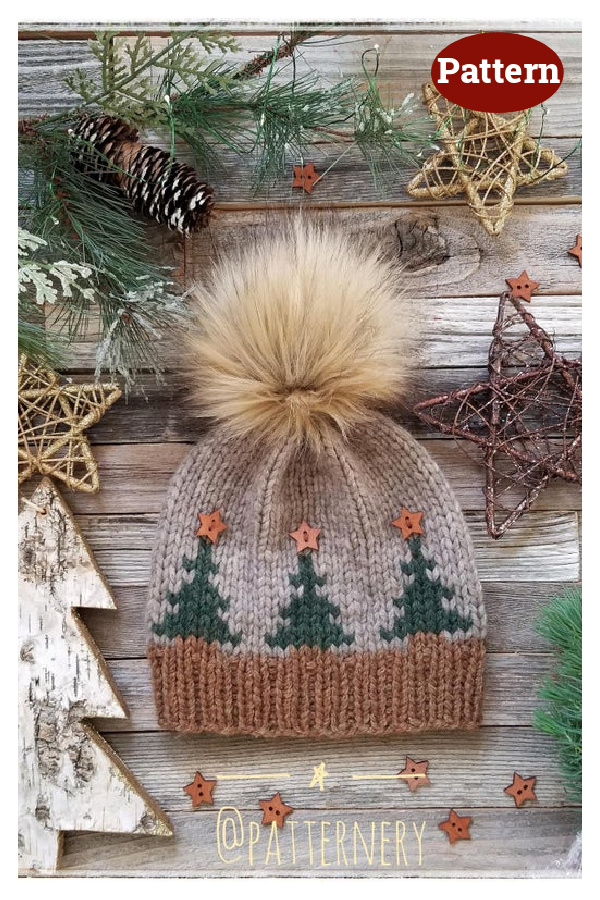 Fair Isle Christmas Trees Hat Knitting Pattern 