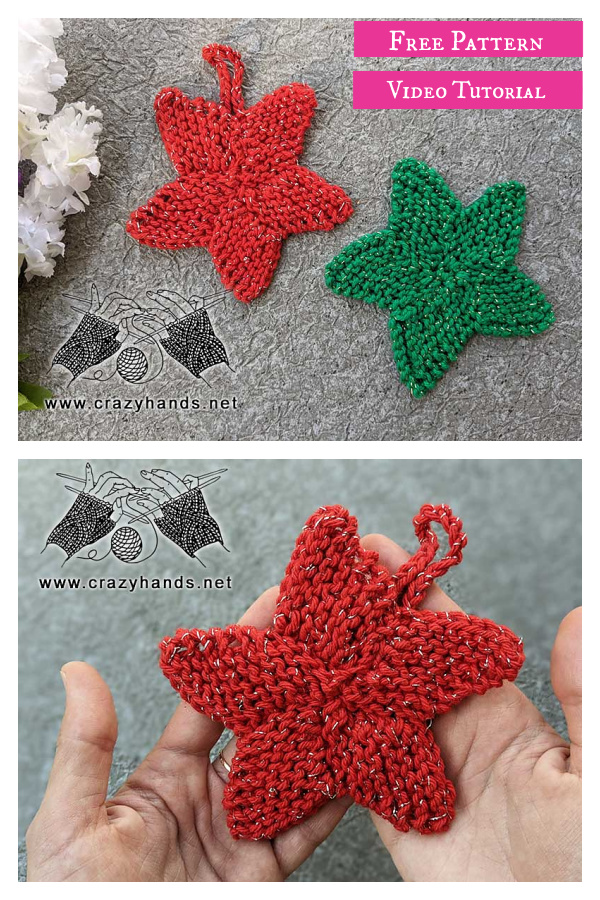 Five-Point Flat Star Free Knitting Pattern and Video Tutorial