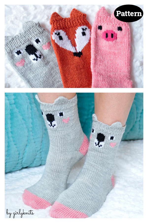 Fun Animal Socks Knitting Pattern