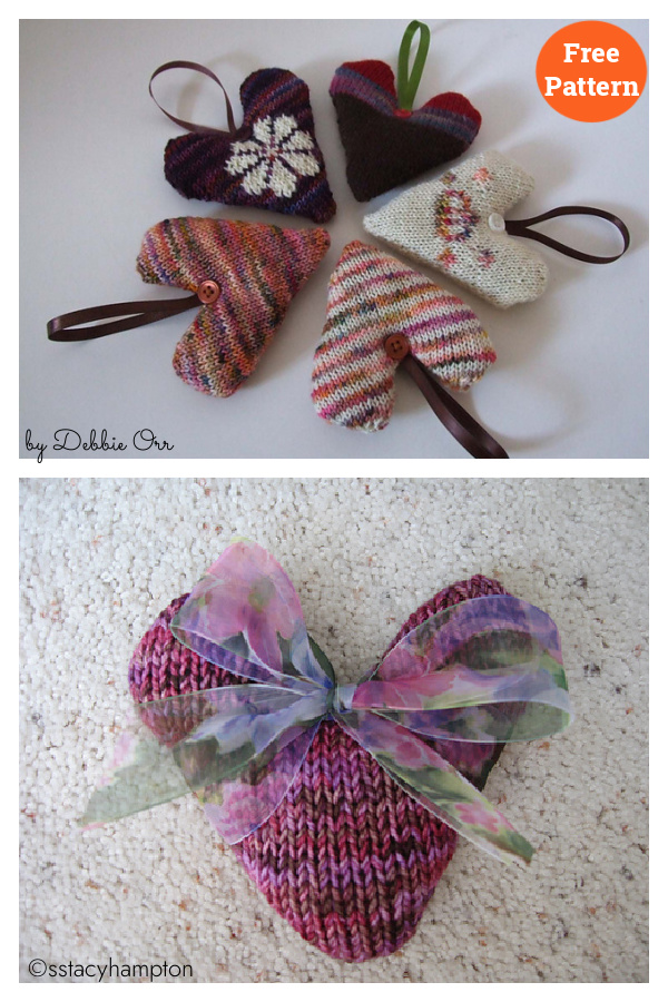 Lavender Hearts Free Knitting Pattern