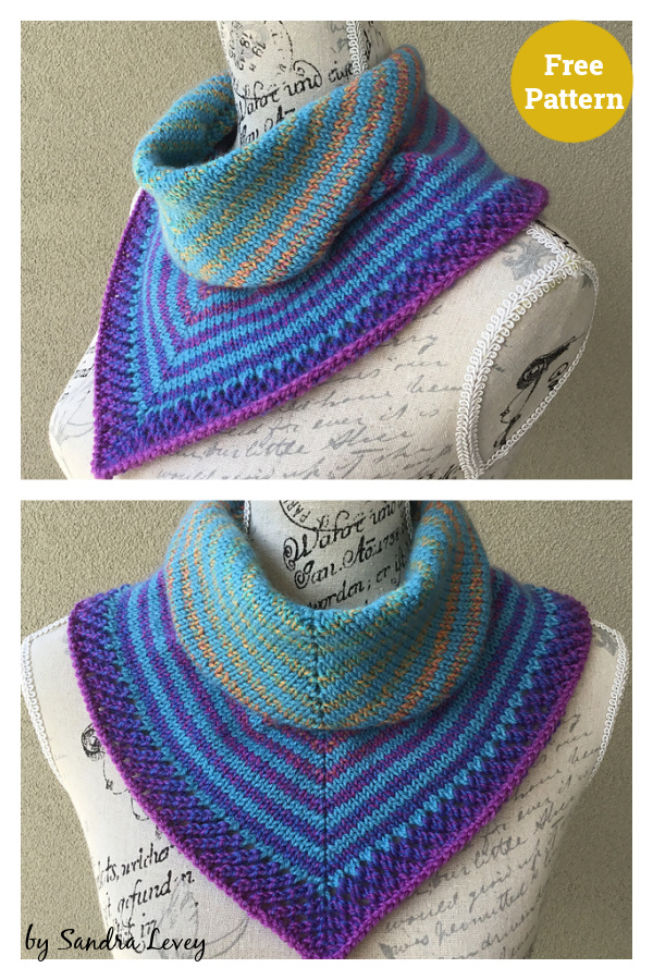 Rokeby Striped Bandana Cowl Free Knitting Pattern