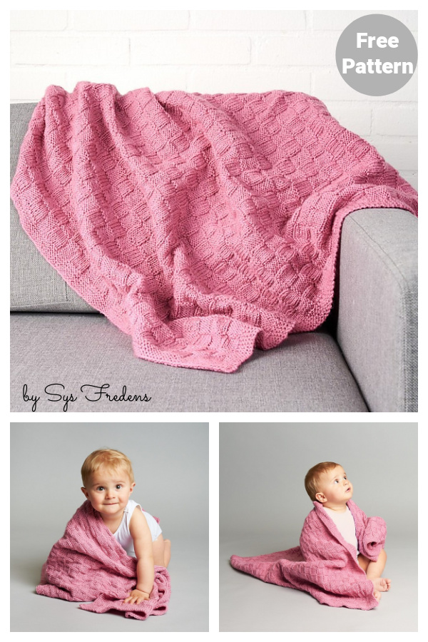Block Stitch Colts Foot Baby Blanket Free Knitting Pattern 