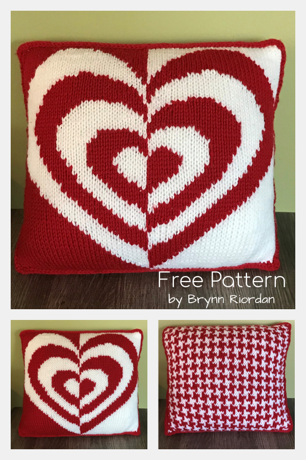 Crazy Hearts Pillow Free Knitting Pattern 