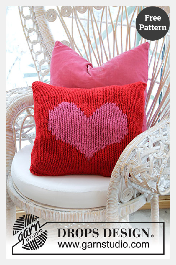 Heart Cushion Cover Free Knitting Pattern 