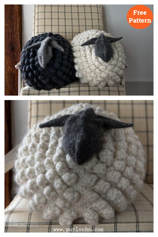 Bobble Sheep Pillow Free Knitting Pattern