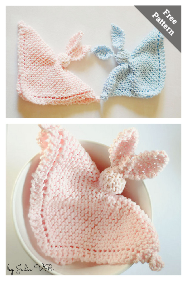 Simple bunnies Lovey Blanket Free Knitting Pattern