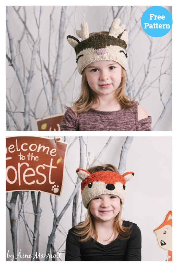 Clever Fox and Wild Deer Headbands Free Knitting Pattern