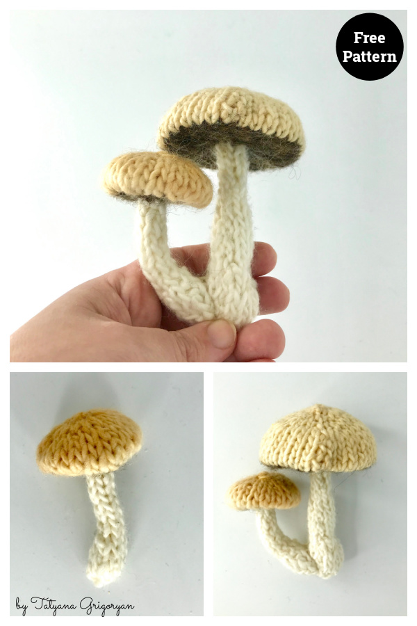 Mini Earl Grey Mushroom Free Knitting Pattern