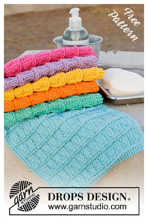 Rainbow Waffles Washcloth Free Knitting Pattern