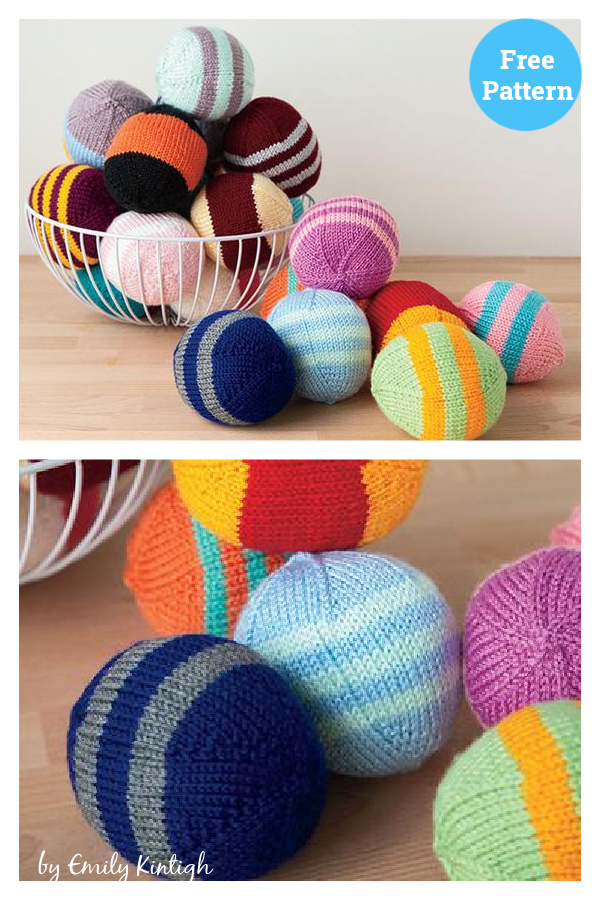 Striped Soft Playing Ball Free Knitting Pattern 
