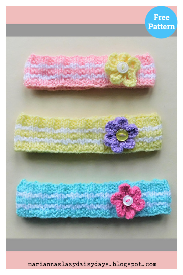 Summer Flower Headband Free Knitting Pattern 