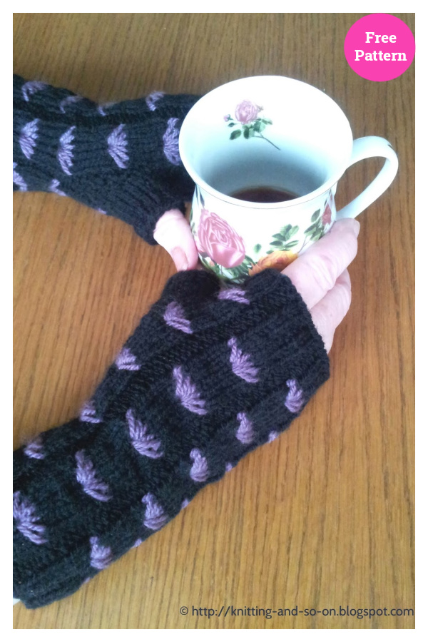 Dandelion Stitch Fingerless Gloves Free Knitting Pattern 