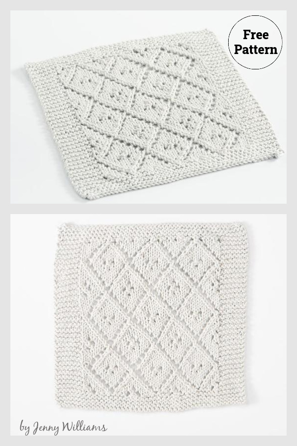 Diamond Lace Dishcloth Free Knitting Pattern 