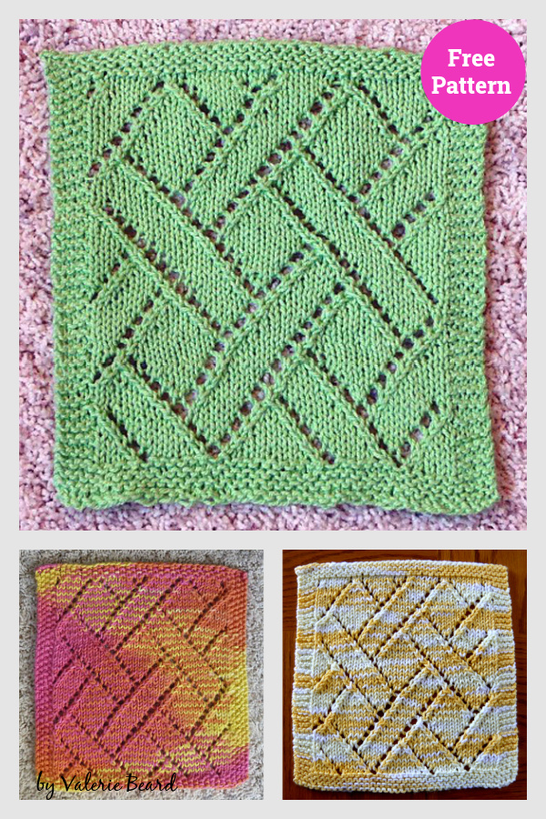 Diamond Mosaic Washcloth Free Knitting Pattern