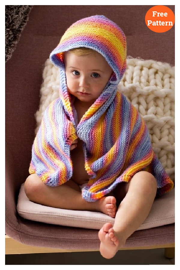 Rainbow Hooded Afghan Free Knitting Pattern