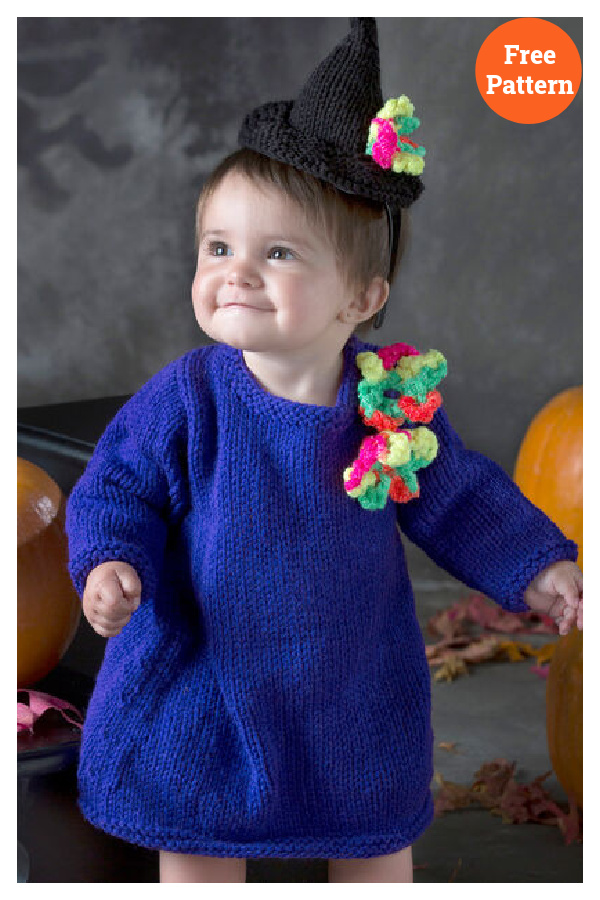 Baby Witch Hat and Dress Free Knitting Pattern