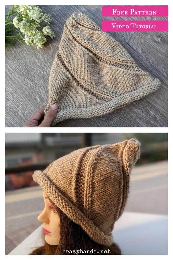 Swirl Witch Hat Free Knitting Pattern