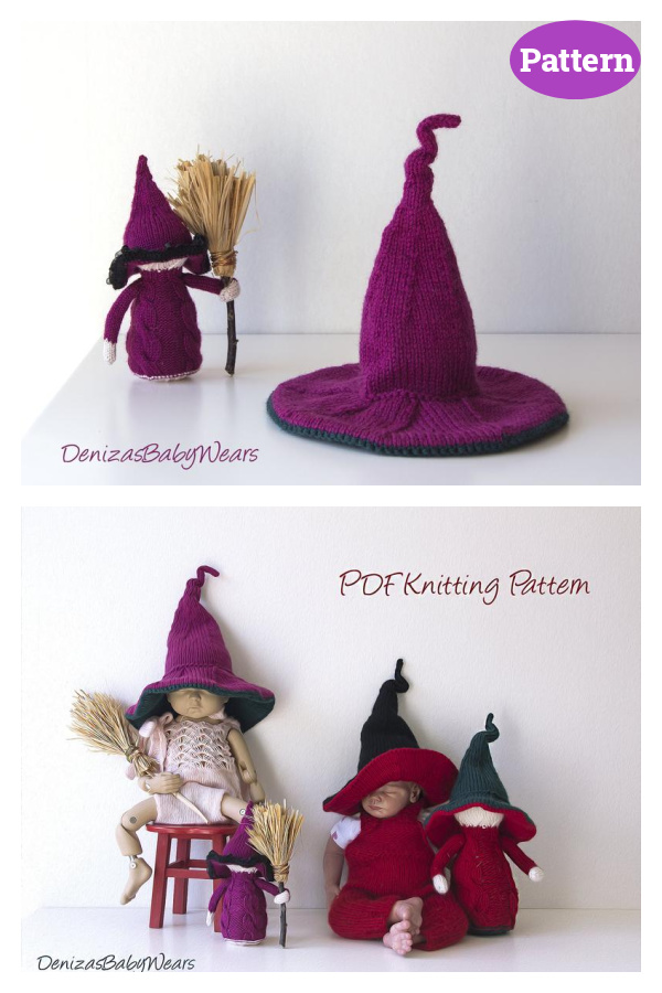 Witch Baby Cap Knitting Pattern