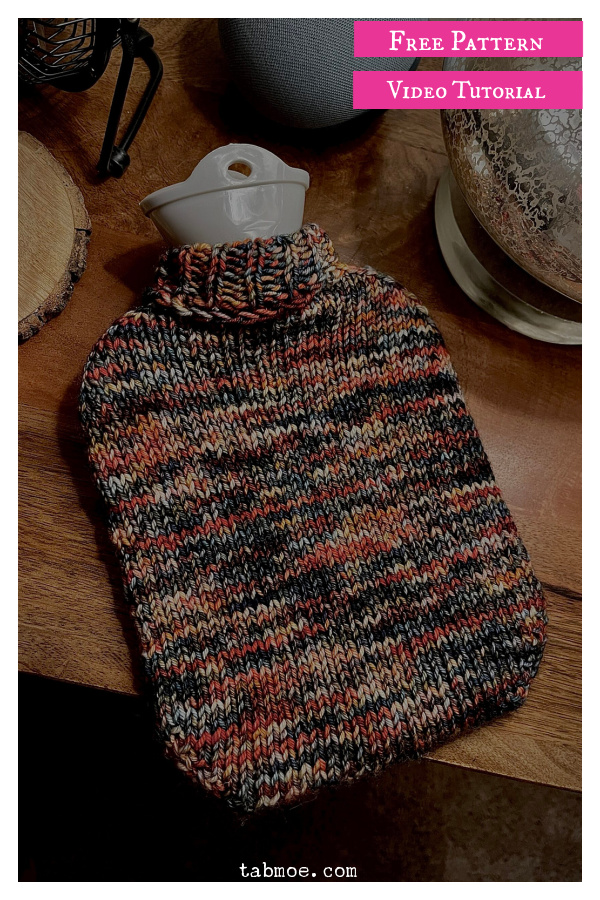 Hot Water Bottle Cover Free Knitting Pattern and Video Tutorial