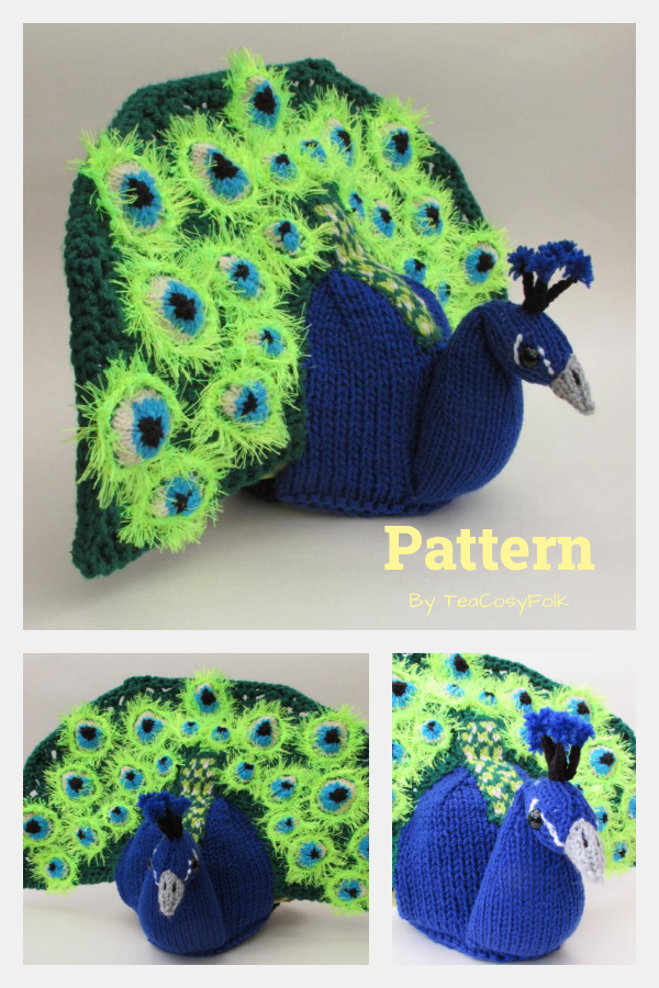 Peacock Tea Cosy Knitting Pattern