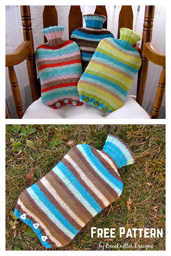Simple Seamless Hot Water Bottle Cover Free Knitting Pattern 
