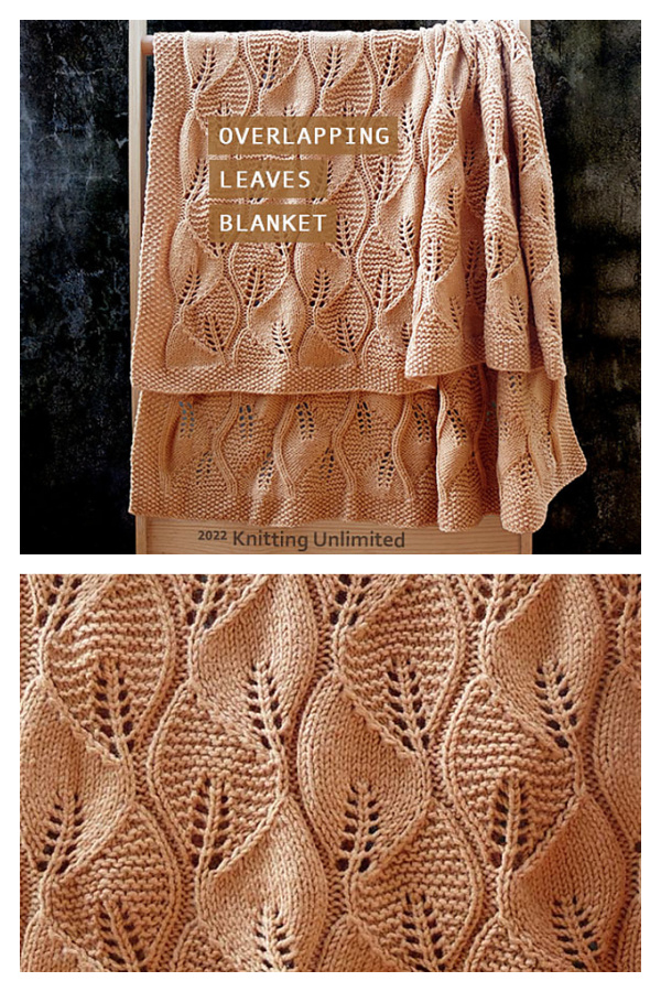 Overlapping Leaves Blanket Free Knitting Pattern