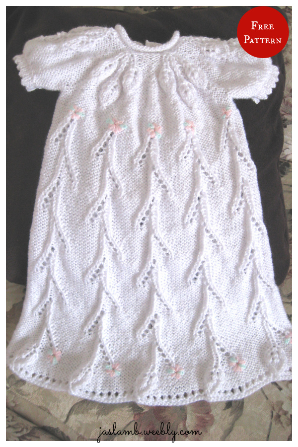Floral Trellis Christening Gown Free Knitting Pattern