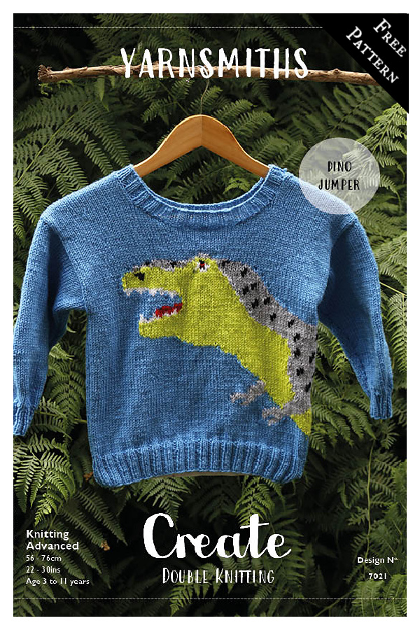Dino Jumper Sweater Free Knitting Pattern