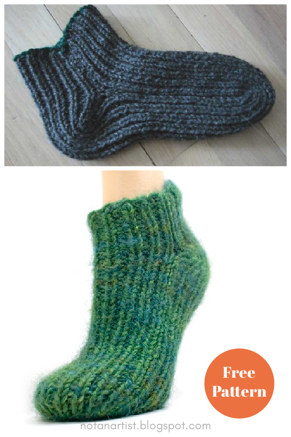 Simple 2-Needle Slipper Socks Free Knitting Pattern