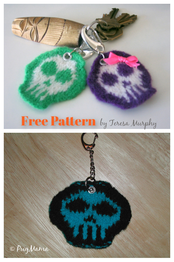 Skully Keychain Free Knitting Pattern