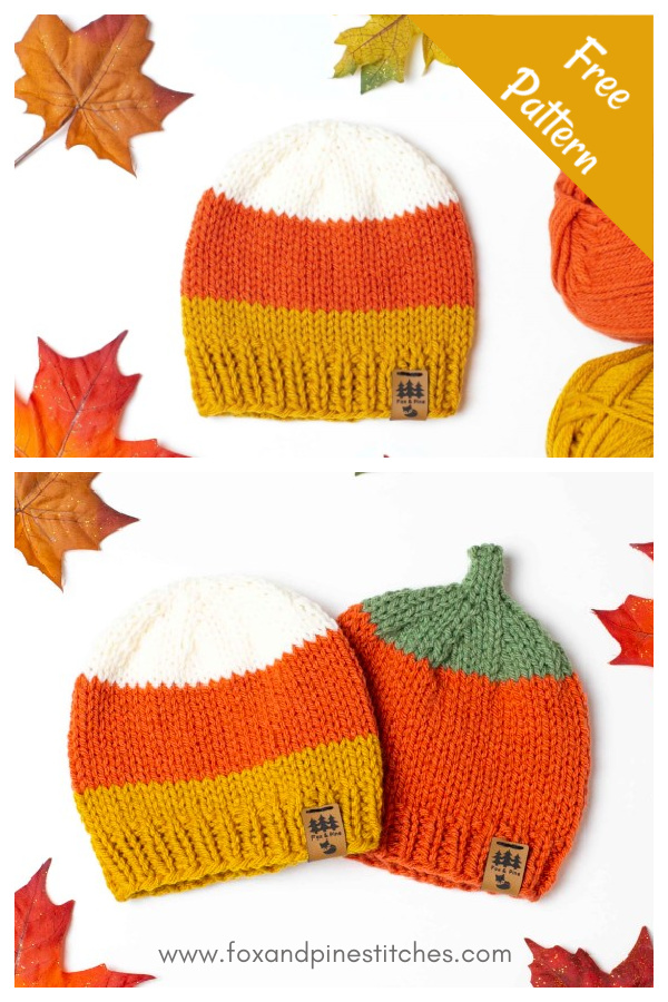 Candy Corn Halloween Hat Free Knitting Pattern