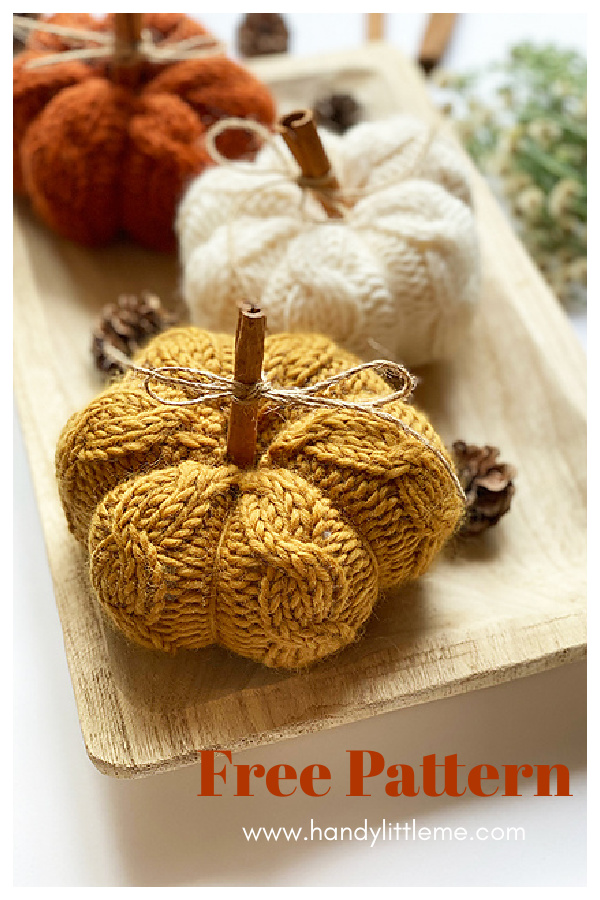 Cinnamon Cable Knit Pumpkins Free Knitting Pattern