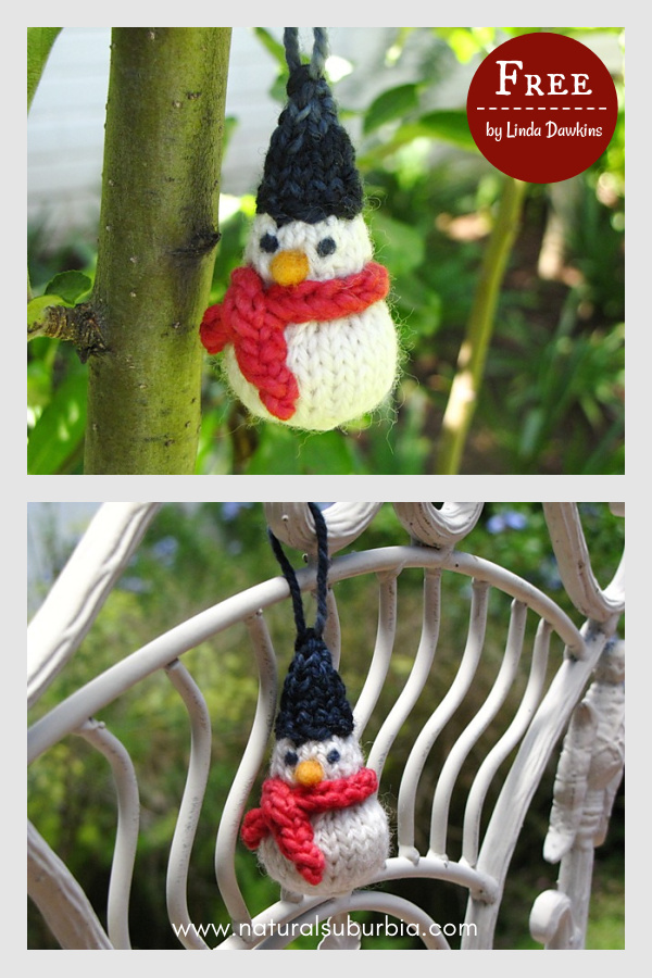 Little Snowman Ornament Free Knitting Pattern