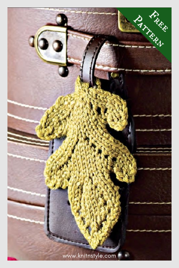 Traveling Oak Leaf Luggage Tag Free Knitting Pattern