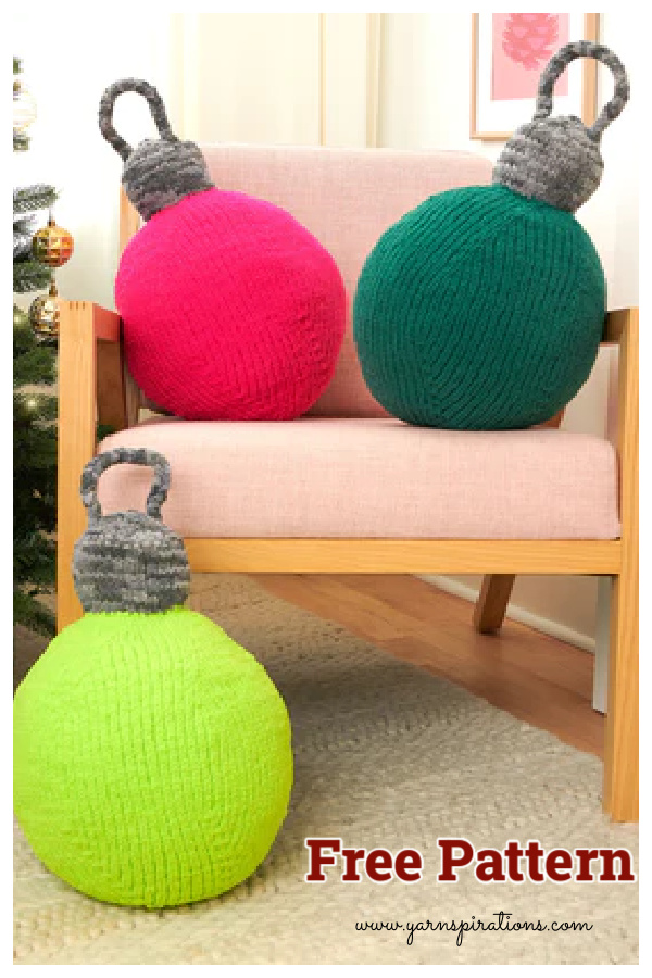 Oversized Bauble Pillow Free Knitting Pattern