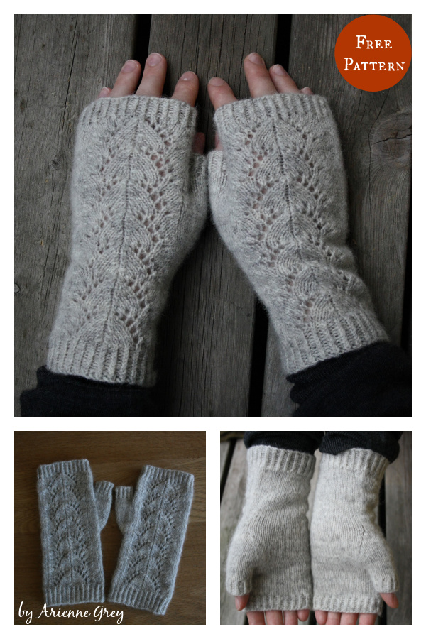 Cloudburst Lace Fingerless Mitts Free Knitting Pattern