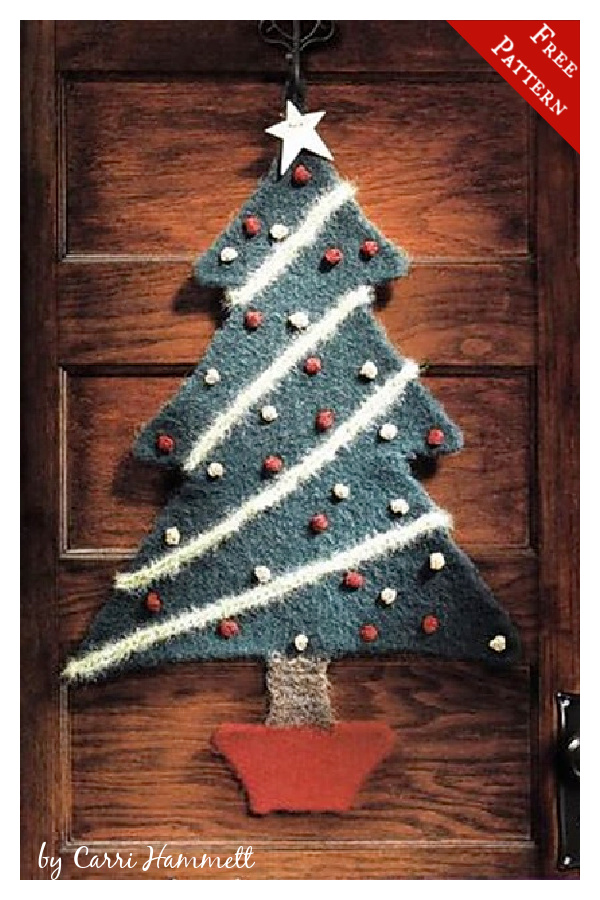 Felted Christmas Tree Wall Hanging Free Knitting Pattern
