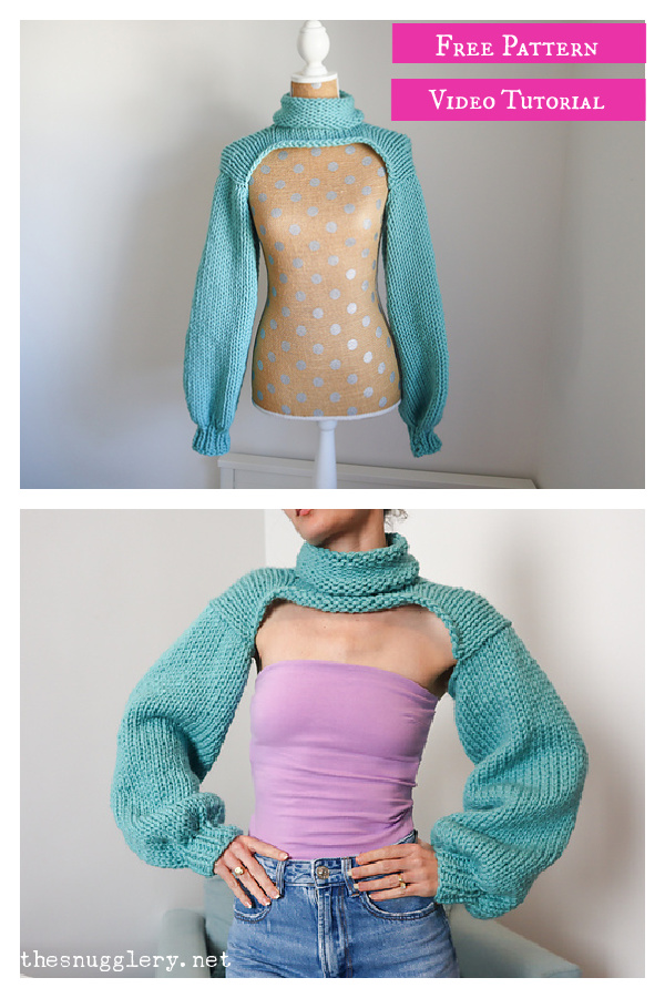 Bolero Shrug Sleeves Free Knitting Pattern and Video Tutorial