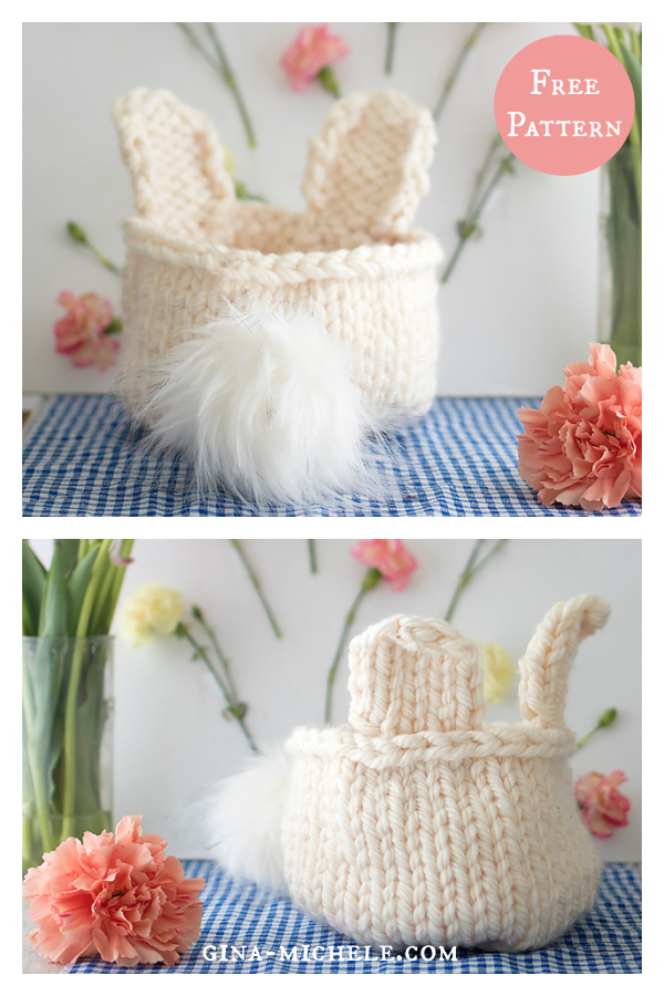 Easy Bunny Basket Free Knitting Pattern