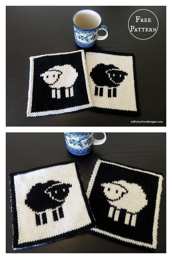 Counting Sheep Potholder Free Knitting Pattern