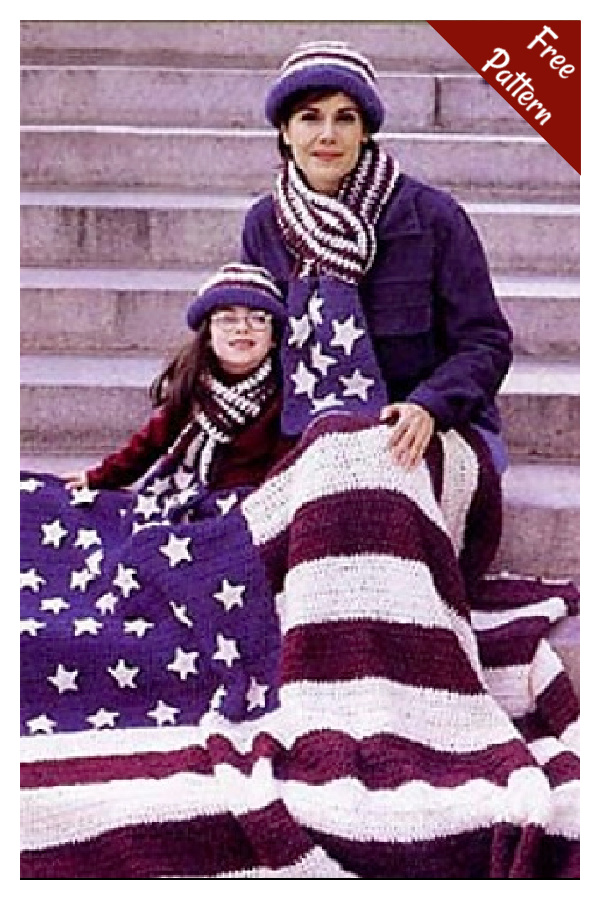 American Flag Blanket Free Knitting Pattern