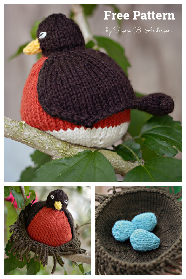 Fat Robin Bird Free Knitting Pattern