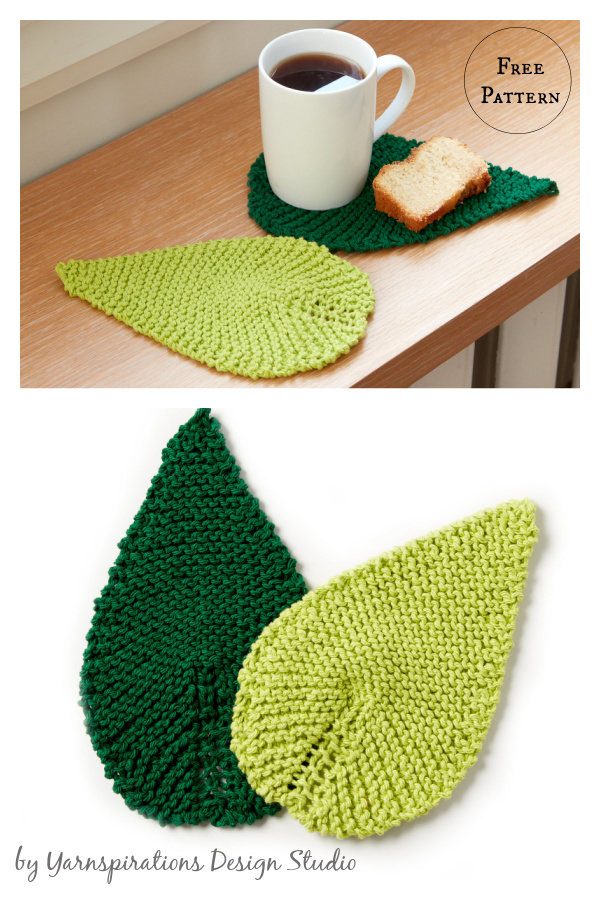 Be-Leaf It Mug Rug Free Knitting Pattern