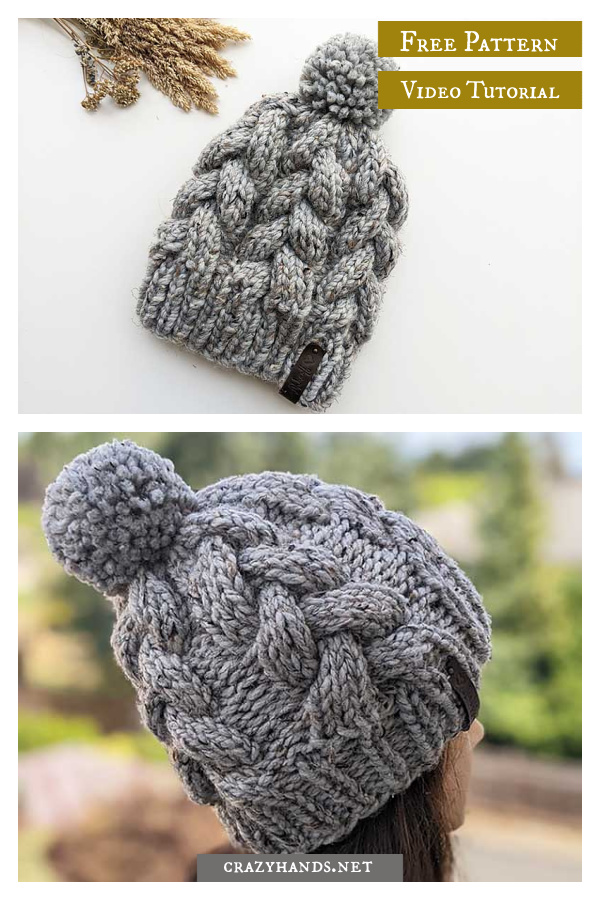 Chunky Cable Hat Free Knitting Pattern and Video Tutorial