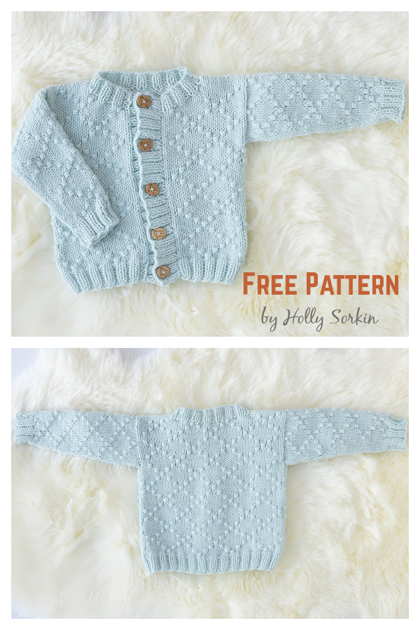 Cute as a Button Baby Cardigan Free Knitting Pattern