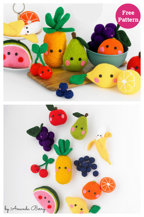 Fruity Friends Toy for Kids Free Knitting Pattern