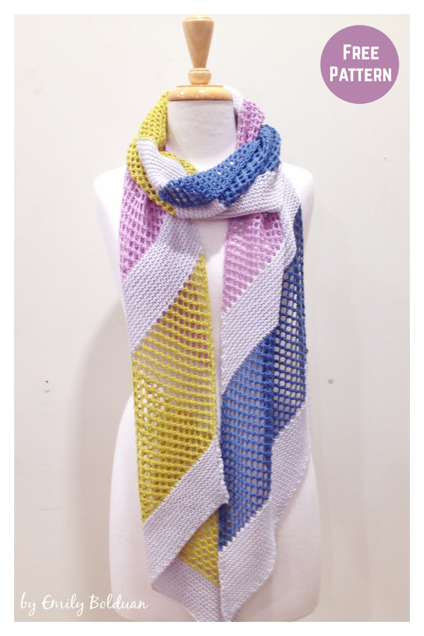 Naname Diagonal Lace Scarf Free Knitting Pattern