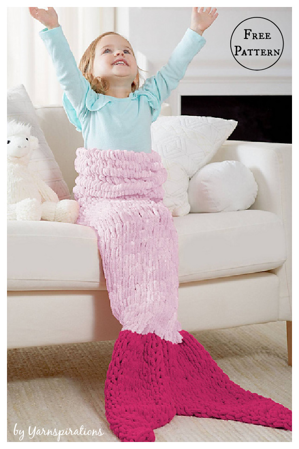 Finger-Knit Mermaid Tail Blanket Free Knitting Pattern