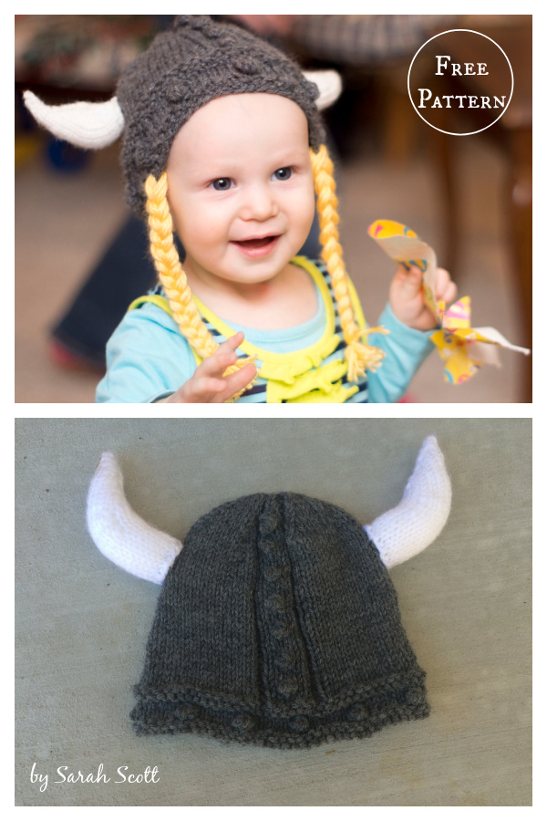 Baby Viking Hat Free Knitting Pattern